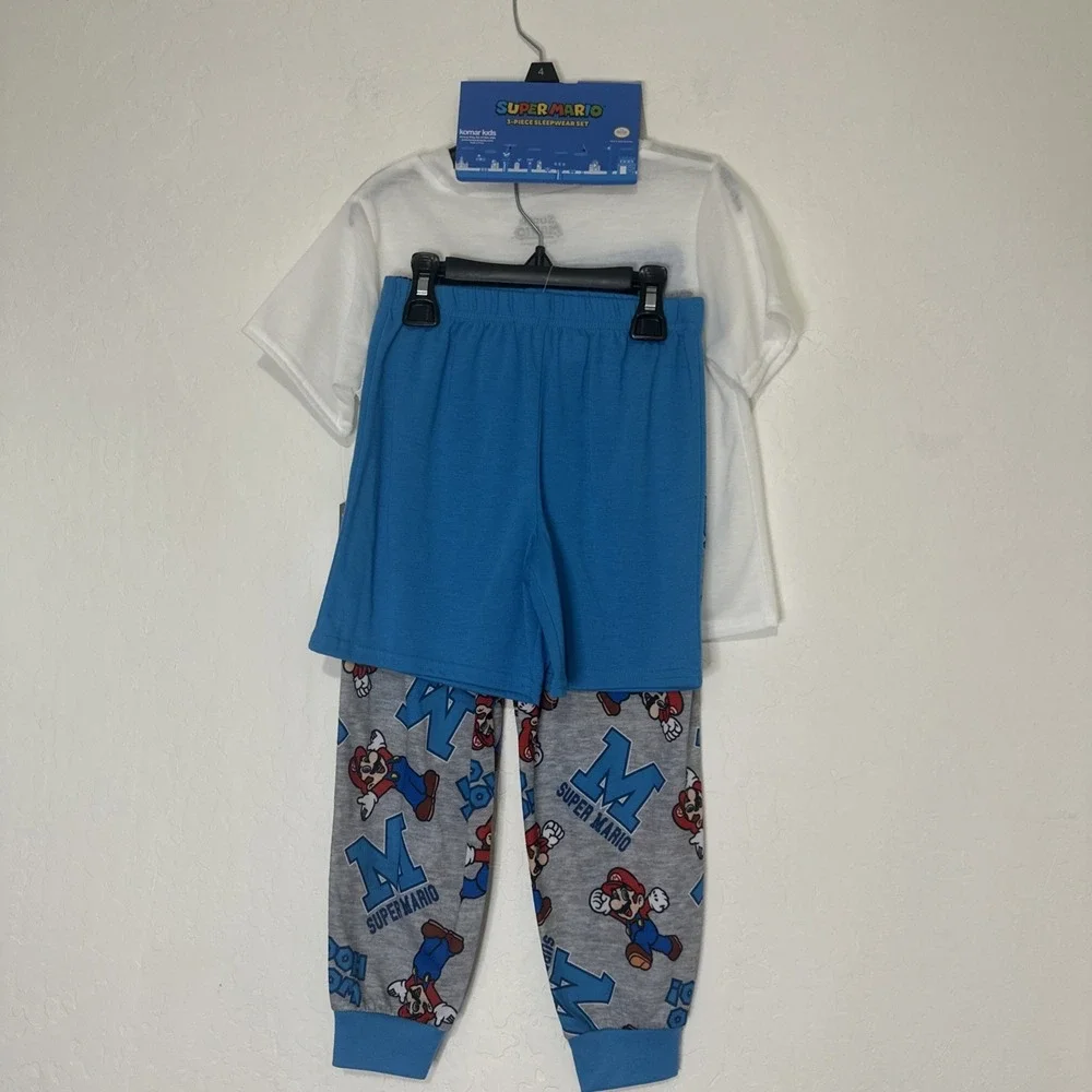 Super Mario‎ Brothers 3 piece pajama set boys size 4 NWT